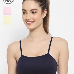Floret Pack of 3 Navy Blue & Yellow Bralette Bra-78