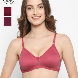 Floret Pack-3 Rose Gold & Burgundy T-shirt Bra-image-16