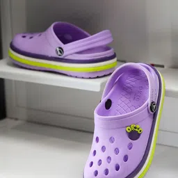 ABROS Unisex Kids Violet Solid Clogs-39