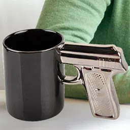 BonZeaL Silver-Toned Solid Ceramic Gun Mug 320 ml-27