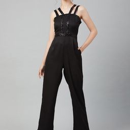Marie Claire Women Black Solid Basic Jumpsuit-picture-28