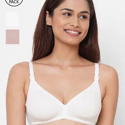 Inner Sense Nude-Coloured & White Solid Non-Wired Non Padded  Set of 3 Maternity Sustainable Bra-image-43