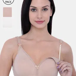 Inner Sense Beige & White Solid Non-Wired Non Padded Maternity Sustainable Bra-9
