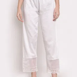 DART STUDIO Women White Solid Wide Leg Palazzo-36