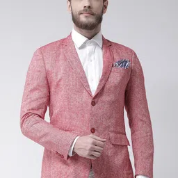 Hangup Men Red Solid Single-Breasted Linen Casual Blazers-picture-37