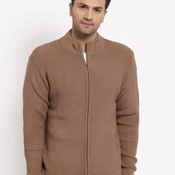 Style Quotient Men Tan Ribbed Cardigan-image-68