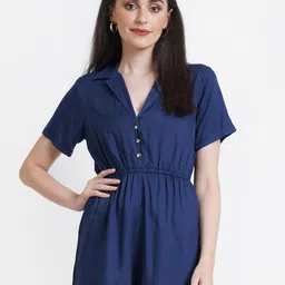Purple State Women Blue & Gold-Toned Basic Jumpsuit-picture-31