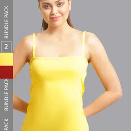 FBAR Pack Of 2 Non-Padded Bio Wash Pure Cotton Camisoles-image-2