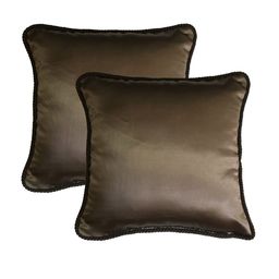 Lushomes Set Of 2 Brown Square Cushion Covers With Unique Dori Piping-1