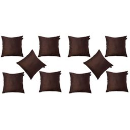 Lushomes Brown Set of 10 Square Cushion Covers-48