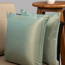 HOUZZCODE Green Set of 2 Solid Square Cushion Covers-40
