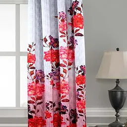 Lushomes White & Red Floral Digitally 3D Printed Window Curtain-7