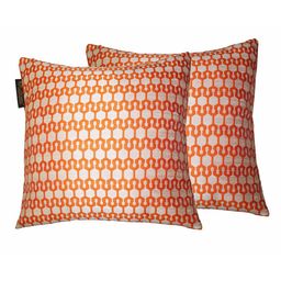 Lushomes Orange & White Set of 2 Geometric Square Cushion Covers-18