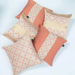 Lushomes Multicoloured Set of 5 Geometric Square Cushion Covers-8