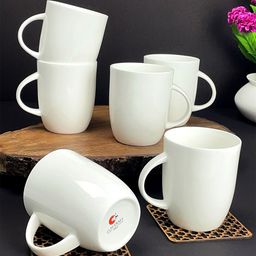CLAY CRAFT Set Of 6 White Solid Ceramic Coffee Mug-39