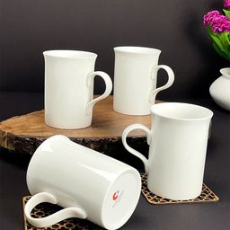 CLAY CRAFT Set of 4 White Solid Ceramic Glossy Mugs-35