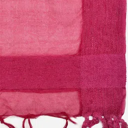 Dupatta Bazaar Fuchsia Solid Organza Jute Border Dupatta image 2