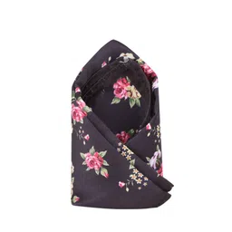 Tossido Men Black & Pink Floral Printed Pure Microfibre Pocket Square-image-77