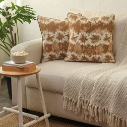 House This Maliku Beige & White 2 Pieces Abstract Printed Cotton Square Cushion Covers-image-84