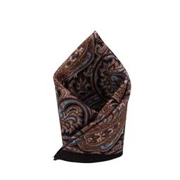 The Tie Hub Men Black Paisley Printed Wool Pocket Squares-image-97