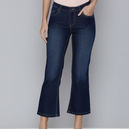 Flying Machine Women Navy Blue Flared Mid-Rise Light Fade Stretchable Jeans-image-62