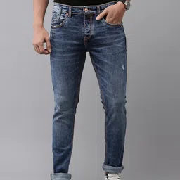 SPYKAR Men Slim Fit Low-Rise Mildly Distressed Light Fade Stretchable Jeans-image-87