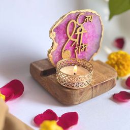 HOMEARTE Pink & Gold-Toned Stoneware Candle Holder-image-31