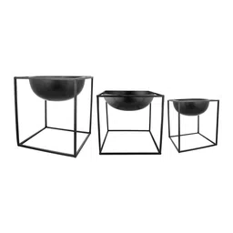 green girgit Black Set Of 3 Dome Shape Square Planter Stands image 3