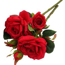TIED RIBBONS Red & Green Set Of 2 Artificial Rose Flower Stick Without Vase image 4
