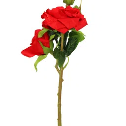 TIED RIBBONS Red & Green Set Of 2 Artificial Rose Flower Stick Without Vase image 5