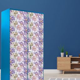 WallDaddy White & Purple Floral Printed Paper Wardrobe Sticker-image-79