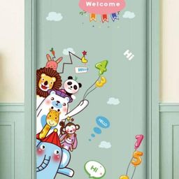 Jaamso Royals Blue & Brown Cartoon Printed Self-Adhesive Wall Sticker-image-83