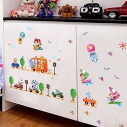 Jaamso Royals Blue & Green Cartoon Printed Self-Adhesive Wall Sticker-image-68