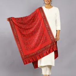 HANDICRAFT PALACE Paisley Woven Design Zari Wool Shawl-picture-38
