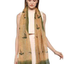 Rhe-Ana Women Green & Beige Printed Stole-image-3