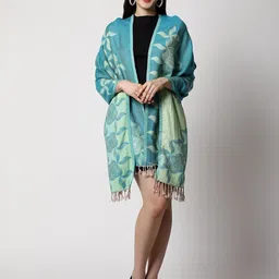 SWI Stylish Tasselled Floral Woven Design Stole-46
