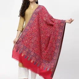 Anekaant Women Magenta & Blue Woven Design Stole-image-14