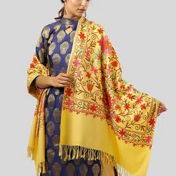 SWI Stylish Floral Embroidered Aari Work Shawl-image-43