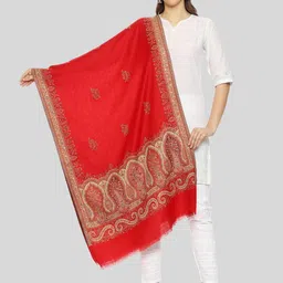 SWI Stylish Women Red Woven Design Shawl-image-96