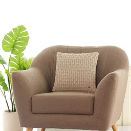 Pluchi Beige Cotton Square Cushion Cover-image-13