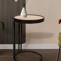 THE HOME CO. Brown Round Side Table-17