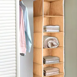 Kuber Industries Set of 2 Brown 6 Shelf Closet Hanging Organizer-72