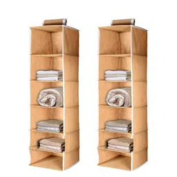 Kuber Industries Set of 2 Brown 6 Shelf Closet Hanging Organizer image 3
