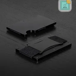 VOGARD Unisex Black Solid RFID Blocking Card Holder With Cash Strap-46