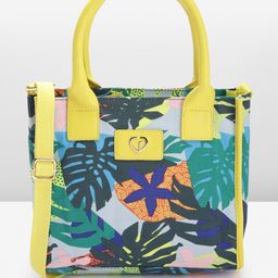 Caprese Tropical Printed Structured Handheld Bag with Sling Strap-26