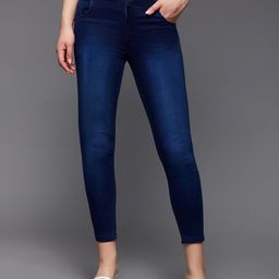 Miss Chase Women Navy Blue High-Rise Light Fade Clean Look Skinny Fit Stretchable Jeans-image-97