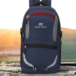 Dezire Crafts Unisex Navy Blue & Grey Backpack with Reflective Strip-15
