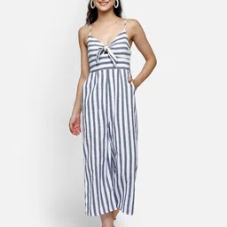 Aditi Wasan Women White & Grey Striped Basic Jumpsuit-picture-18