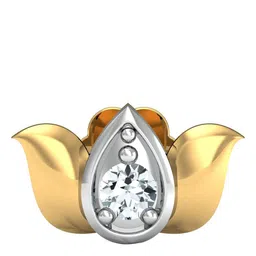 KUBERBOX Lotus 18KT Gold Diamond Studded Nose Pin-0.36 gm-84