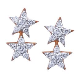 BHIMA Jewels 18K Hallmark 750 Purity Rose Gold Floral Diamond Stud-image-89